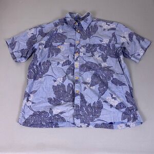 IZOD Hawaiian Shirt Men's Size XL Short Sleeve Button Front Tropical Floral Leaf